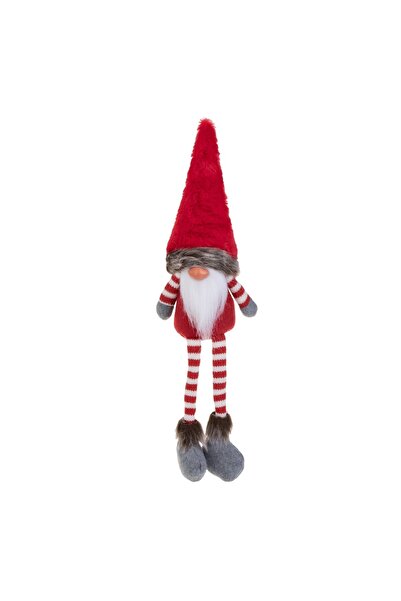 DD SHOP Figurina decorativa Craciun, gnome asezat, caciula rosie cu blana art...