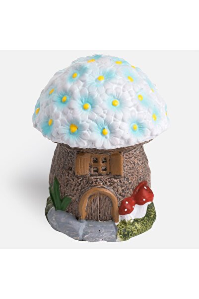 DD SHOP Casuta Ceramica Bleu cu Flori Ø7x15cm Ø9x11.5cm - Decoratiuni Ceramic...