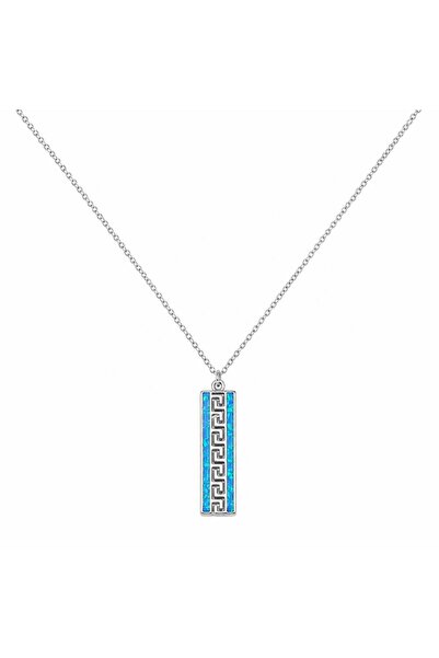 MOMOCA Γυναικείο Κολιέ Μαίανδρος Blue Opal σε Ασημί Χρώμα