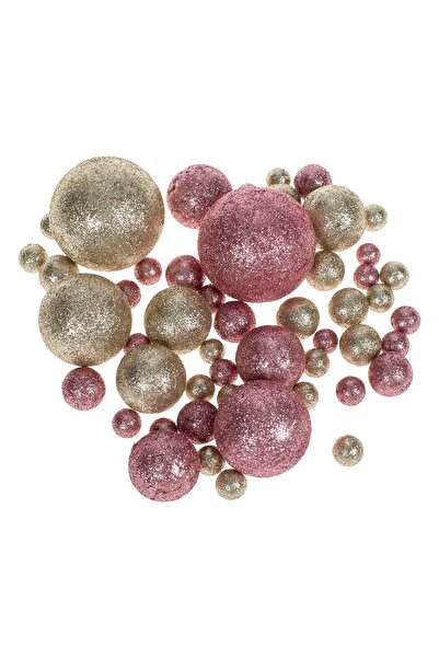 DD SHOP Globulete Decorative din Spuma Roz Bej Samapanie cu Glitter de Craciu...