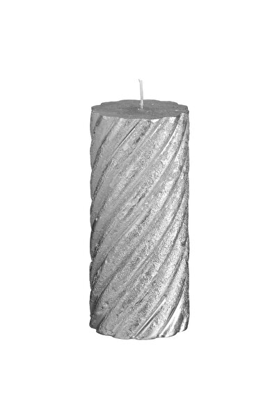 DD SHOP Lumanare de Craciun Argintie cu Dungi Reliefate Ø6.5x12cm - Lumanari ...