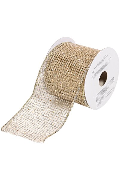 DD SHOP Panglica Decorativa Brad de Craciun Plasa Bej Sampanie - 5m x 63mm