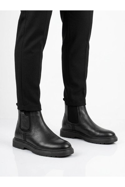 Voyager Men's Black Genuine Leather Non-Slip Sole Chelsea Boots