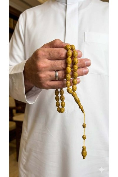 Default مسباح خشب زنجبيل - خرز بيضاوي بنقوش فطرية ورائحة زكية | فخامة الطبيعة...