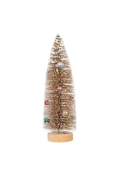 DD SHOP Brad Decorativ de Craciun Bej Nins Globuri Glitter 25cm - Brazi Artif...