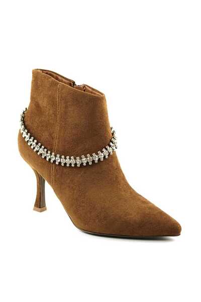 Generic Brand Botine elegante de dama , cu accesoriu decorativ 503-CAMEL