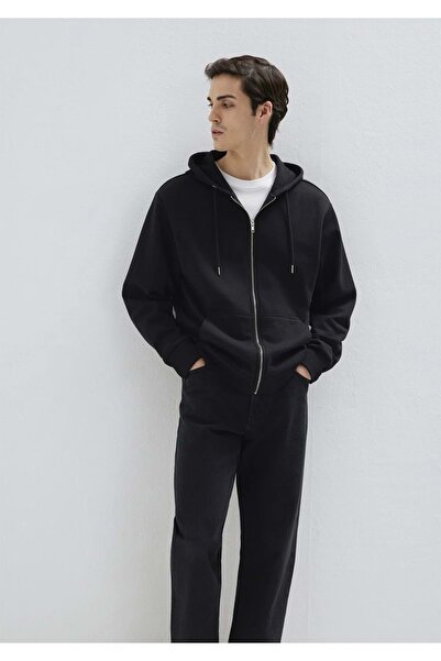 Mavi M0S10277 Kapüşonlu Fermuarlı Erkek Sweatshirt SİYAH