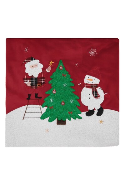 DD SHOP Fata de Perna Decorativa de Craciun Rosie cu Model 45x45cm - Fete Dec...
