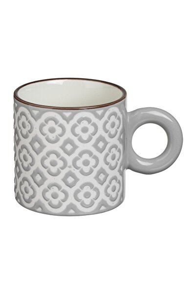 OEM Cană Ceramica Mini Gri cu Floral Reliefat – format compact pentru espress...