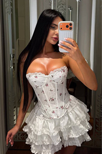 Bikini Mayokini Dünyası Μίνι φόρεμα Katrina Korseli - Λευκό