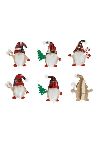 DD SHOP Clestisori decorativi din lemn pentru Craciun, cu figurina gnome si c...