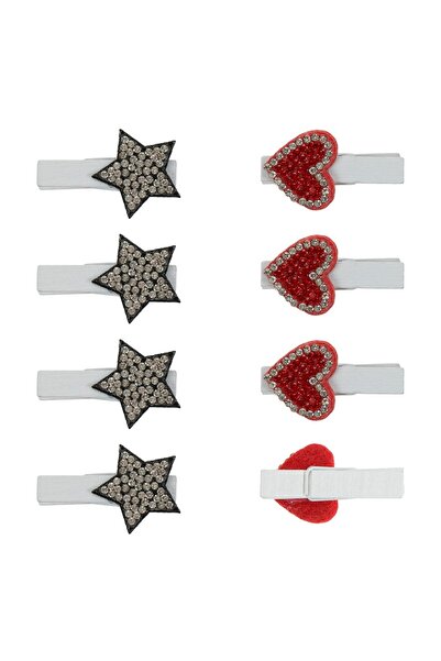 DD SHOP Clestisori Decorativi din Lemn de Craciun cu Inimi Stele & Strass Ros...