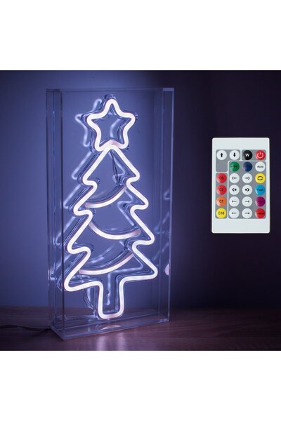 DD SHOP Brad de Craciun cu LED Neon & Telecomanda 15x30cm - Multicolor