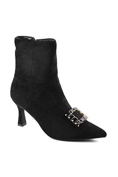 Generic Brand Botine elegante de dama , cu catarama decorativa 507-BLACK