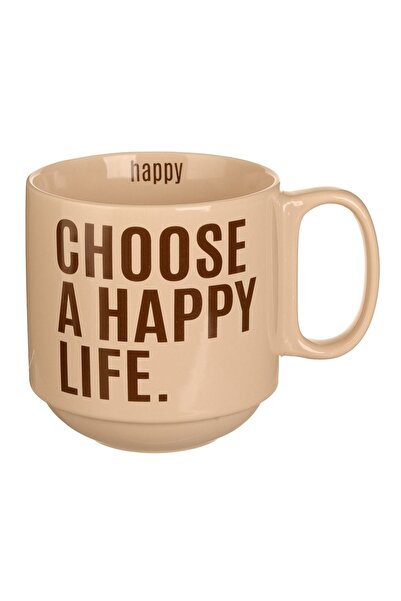 OEM Cană Ceramica Crem cu Fund Circular "Choose" - 400ml – cadou util cu desi...
