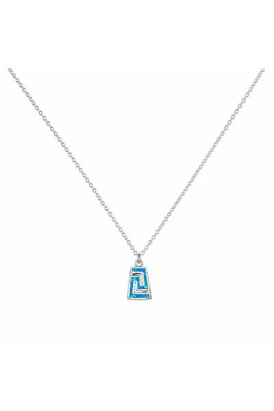 MOMOCA Γυναικείο Κολιέ Μαίανδρος Blue Opal σε Ασημί Χρώμα