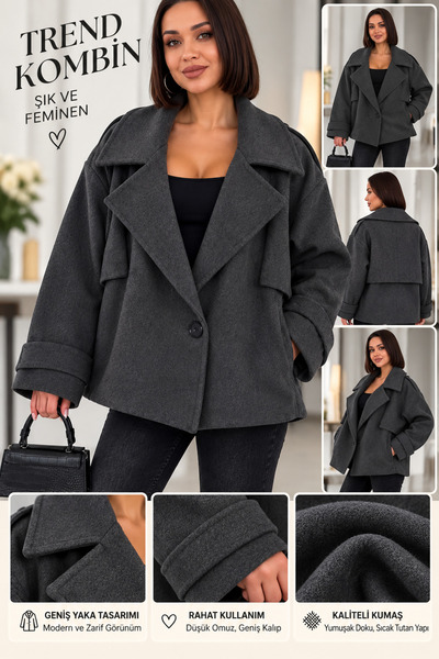 NQX PULL PROFESSIONAL Kadın Trençkot Oversize Trençkot – Premium Görünümlü Ge...