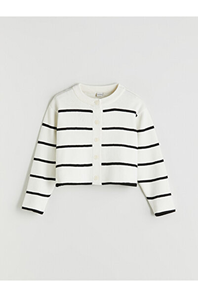 LC Waikiki Rmz Gi̇yi̇m Farkiyla Zero Roba Collar Girls' Knitwear Cardigan
