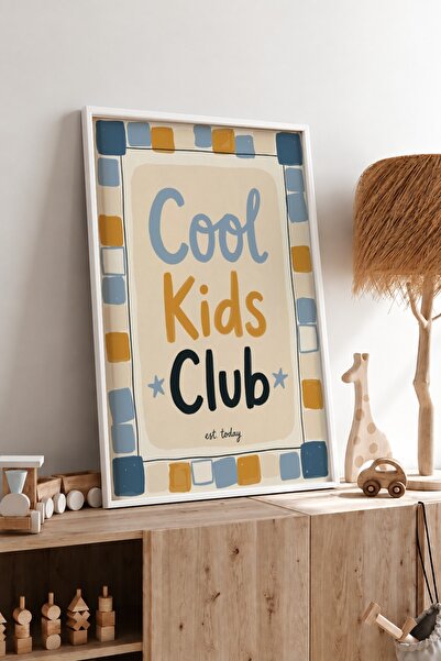 KEYFHOME Cool Kids Club Πολύχρωμο γραπτό πλαίσιο MDF Πίνακας Αφίσα Διακόσμηση...
