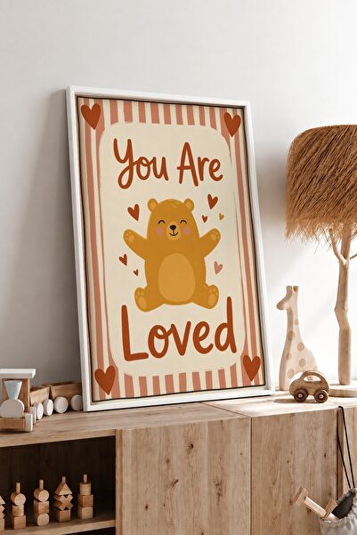KEYFHOME You Are Loved Sarılan Ayıcık Γραμμένο Πλαίσιο MDF Πίνακας Αφίσα Διακ...