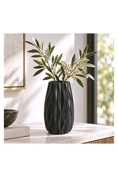 OEM Vază ceramică neagră 12x12x20 cm – pune florile în valoare și completează...