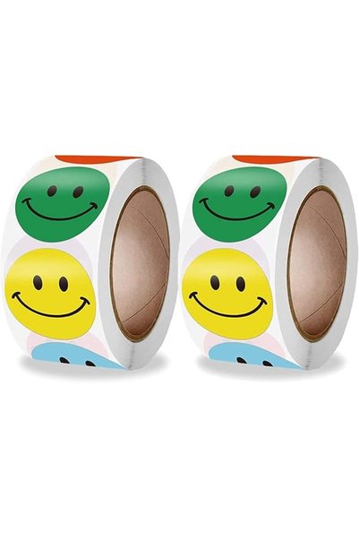 Tazweeq Smile Stickers, 2 Rolls 1000 Pcs Happy Smile Face Stickers, for Kids ...