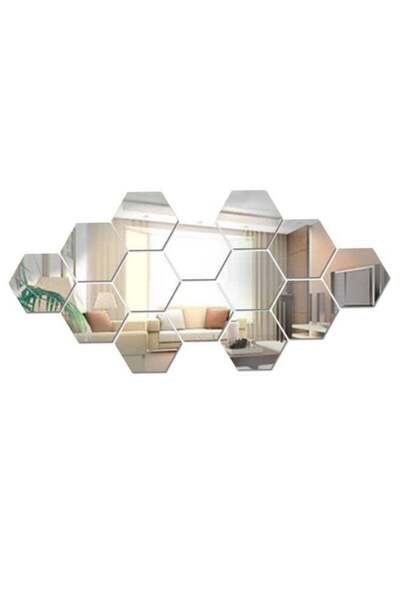 Generic 12 PCS Hexagon Acrylic Mirror Wall Stickers, DIY Decorative Hexagonal...