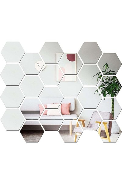 Generic SSyang Hexagonal Mirror Wall Stickers - Pack of 24 Self-Adhesive Acry...