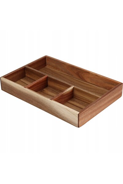 Excellent Organizator de sertar pentru tacâmuri, bronz, lemn de salcâm, 30 x ...
