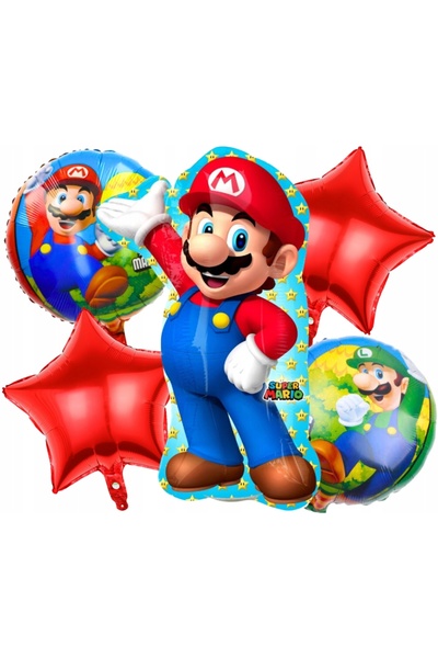 NO BRAND Set baloane SUPER MARIO BROS Luigi pentru ziua de naștere 5 bucăți