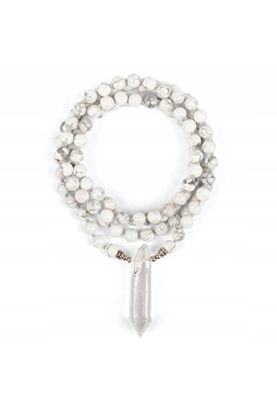 NO BRAND Colier Mala cu cristal Howlite