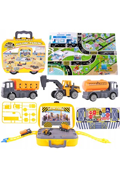 ProNice Set de șantier de construcții cu vehicule de construcții în valiză ti...