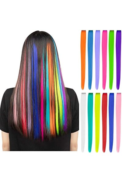 ALMEKAQUZ 12 Pcs Clip in Hair Extensions, 22 Inch Colored Hair Extensions Par...