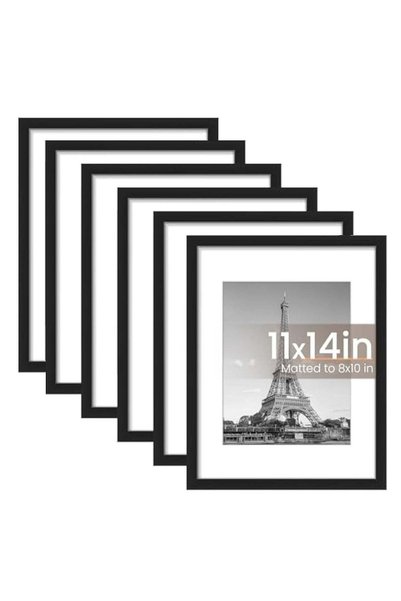 Generic 11x14 Picture Frame Set of 6, Display Picture 8x10 with Mat or 11x14 ...