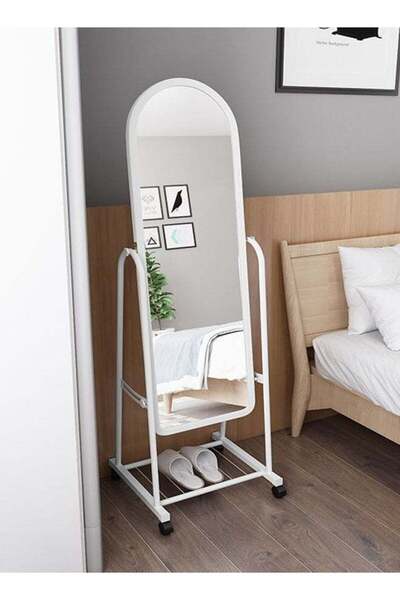 Generic Full‑Length Mirror with Wheels, Adjustable Makeup Mirror with Storage...