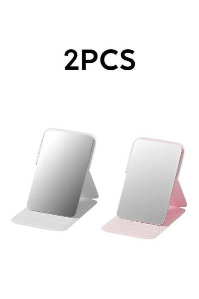Generic 2 Pieces of Mirror Portable Foldable Makeup Mirror Compact Travel Poc...