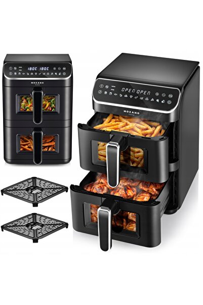 Mozano Friteuză cu aer cald de 11L, 2800W, 12 moduri, cu strat dublu, vertica...