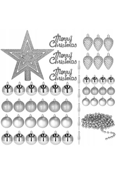 Springos ORNAMENTE DE CRĂCIUN SET 51 BUCĂȚI ROȘU + STEA