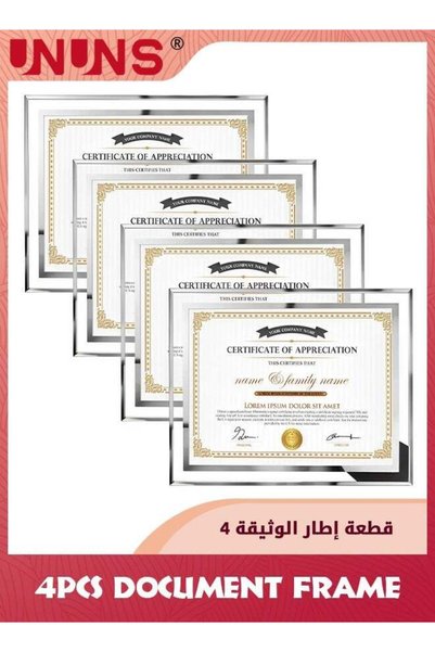 Generic 29.7x21cm Picture Frames,4 Pack A4 Silver Glass Certificate Frames Fo...