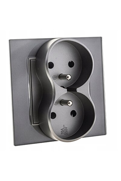 Appio Priză electrică dublă cu contacte duble, din sticlă