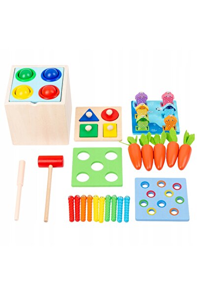 NO BRAND Set de sortare tip cutie puzzle din lemn Montessori 5 în 1 Legume și...