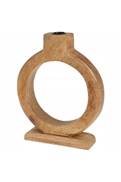 H&S Decoration Sfeșnic din lemn de mango, rotund, 16x21, maro, pentru 1 lumânare