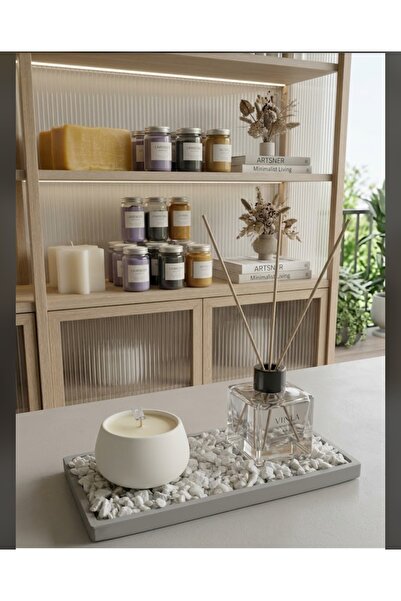 Premium Minimalist Dekoratif Mum ve Bambu Çubuklu Oda Kokusu Hediyelik Set