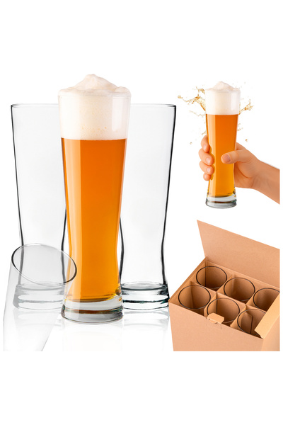 SuperButelki 6x Pahare de sticlă pentru bere, băuturi, cocktailuri, limonadă,...