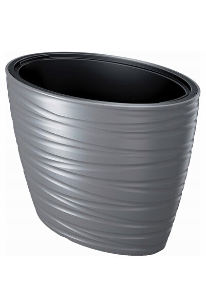 Prosperplast Ghiveci din plastic oval gri 58,5 cm x 38,5 x 42,3 cm