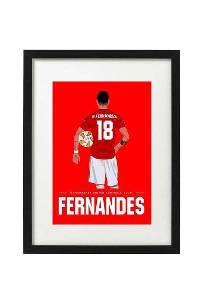 Generic Bruno Fernandes Themed Poster With Frame Red/White/Black 30x40cm