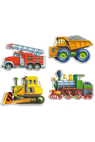 Castorland Puzzle 4 în 1 set maxi Vehicule 3+ cu mașini, cadou pentru băiat d...