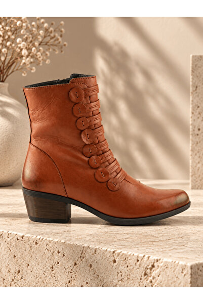 İNZE AYAKKABI Genuine Leather Heeled Boots Model Name: İnanna