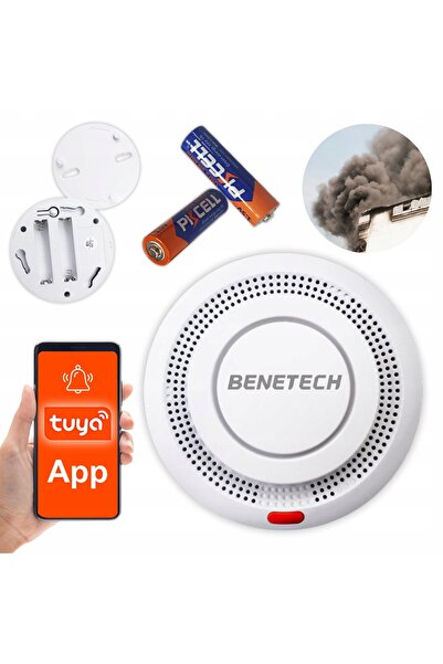 Benetech Detector de fum Alarmă de incendiu WIFI Senzor de alarmă fără fir Ca...