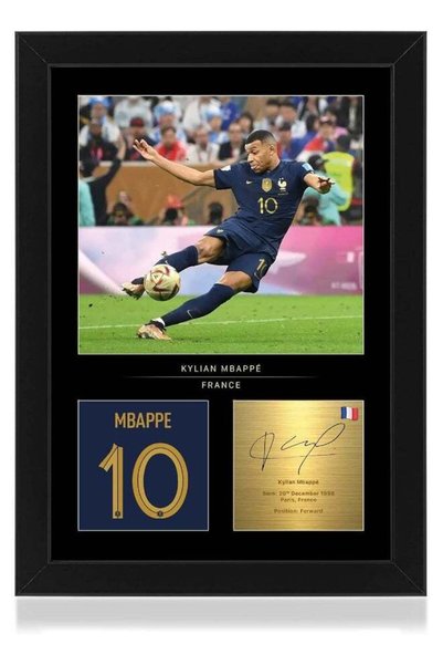Generic Win FC Kylian Mbappe Signed A4 Framed Photo Display - Reproduced Digi...